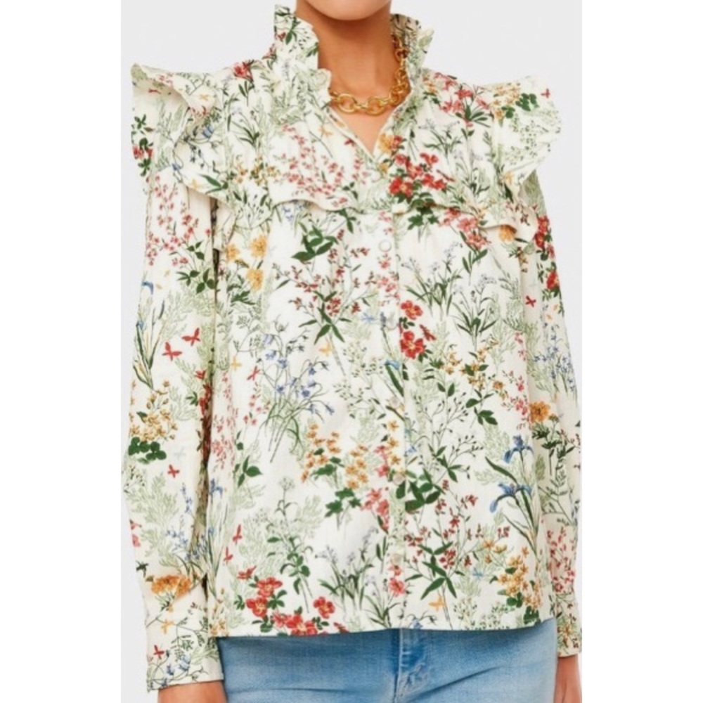 Tuckernuck Floral Ruffle-Neck Blouse